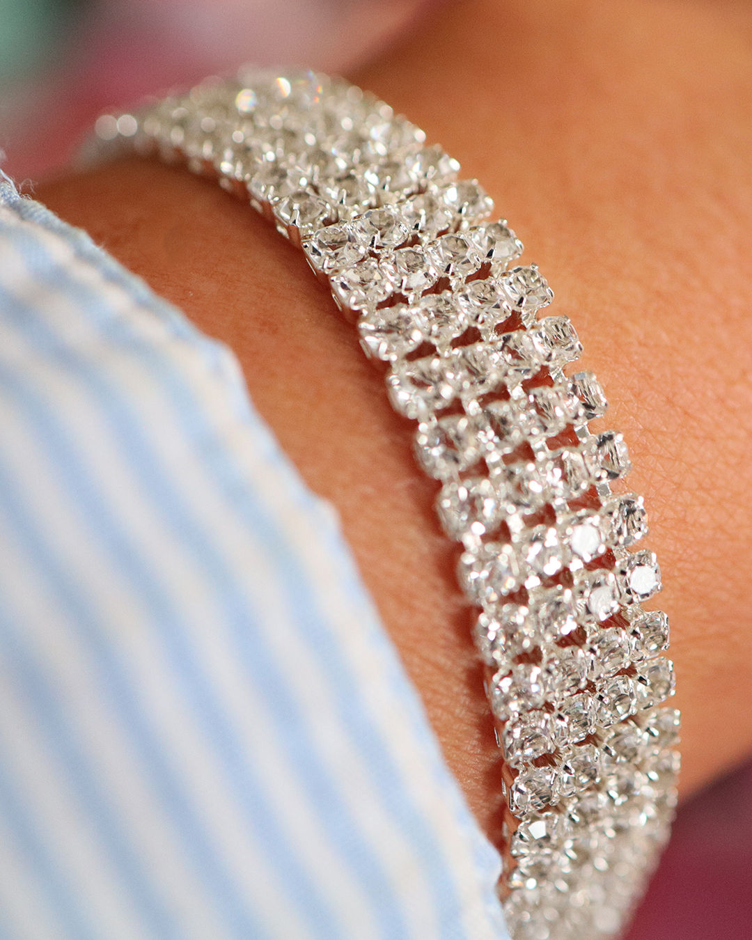 Pulsera banda plateada