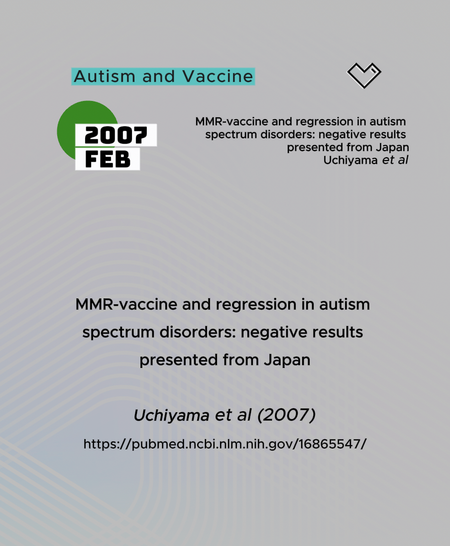 MMR Vaccine and Autism Regression — Uchiyama et al. (2007)