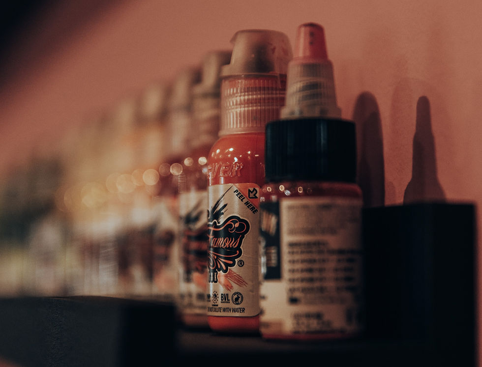 Bottles of tattoo ink