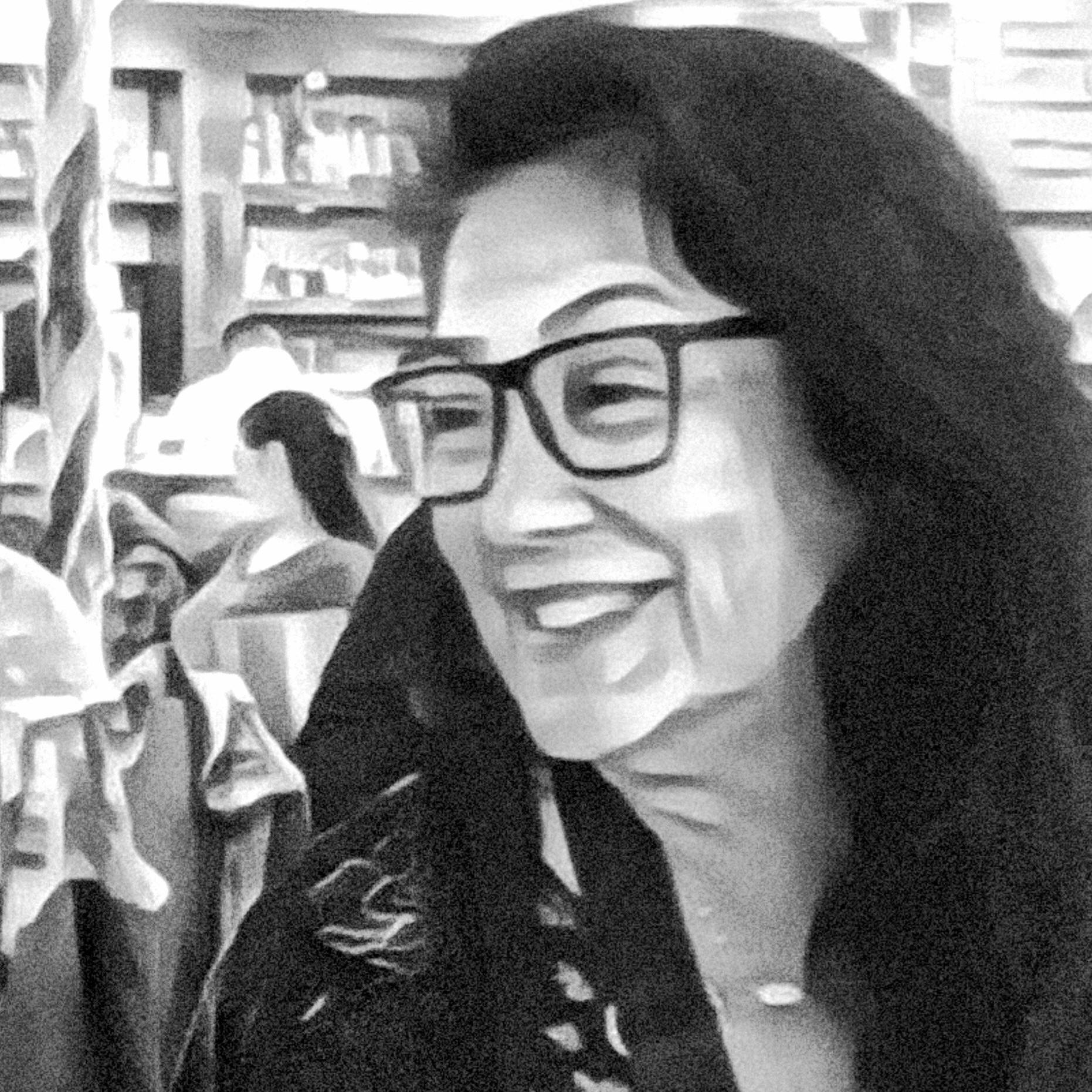 Black and white digitized headshot of Yolanda Santoyo