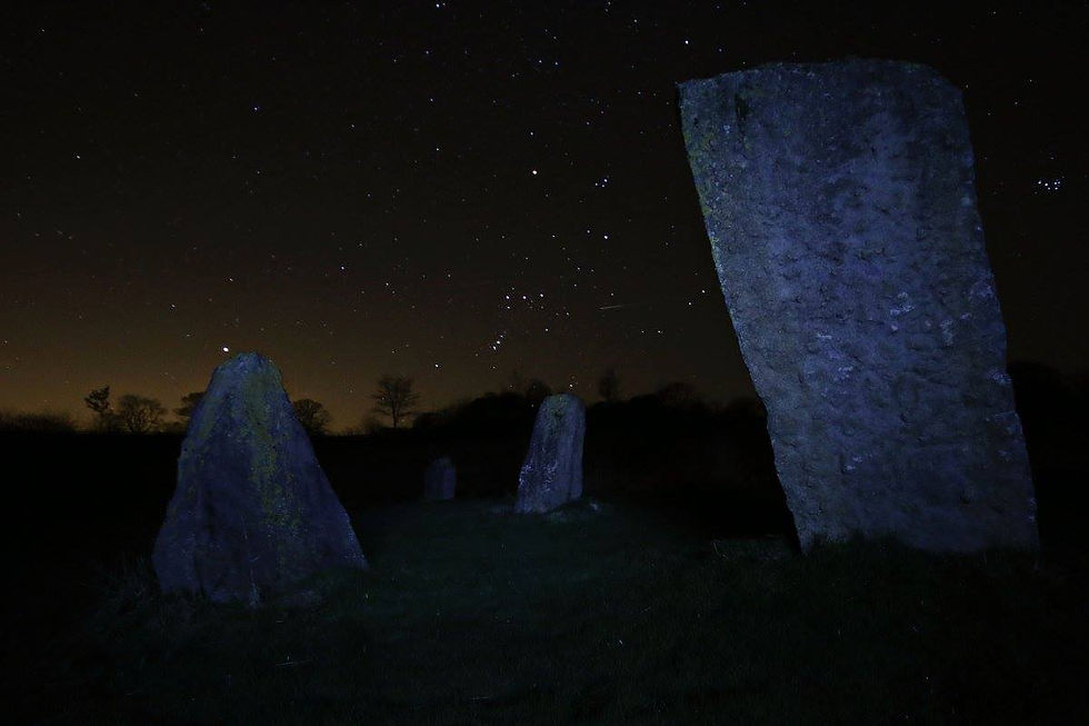 Stone circle at night