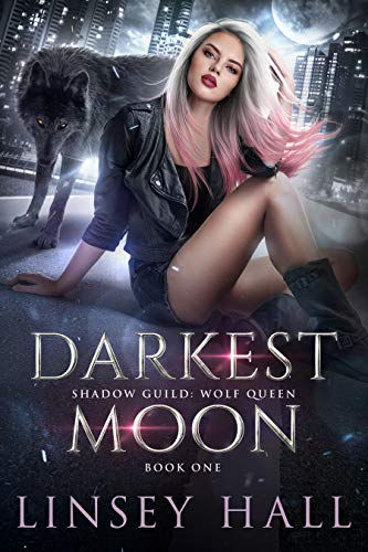 Picture showing a sexy woman and a wolf. Cover of the Steamy Paranormal Romance story Darkest Moon by Linsey Hall