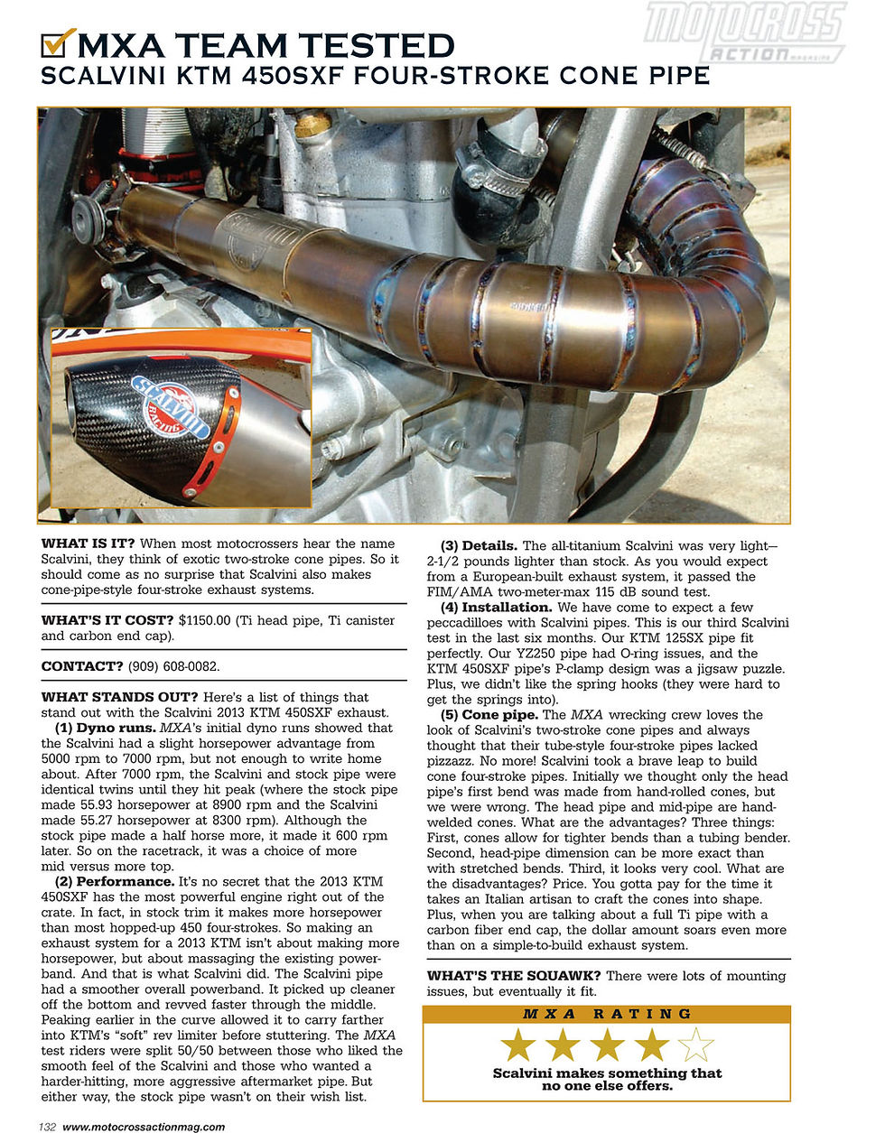 Scalvini KTM450SXF Pipe MXA Test