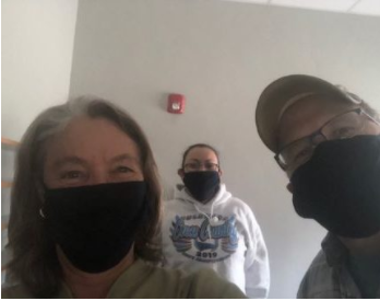 Graham (left) with Sheila Nanaeto, KSUT Tribal Radio Station Manager, and Rob Rawls, KSUT Four Corners Public radio Station Manager. Credit Current Media