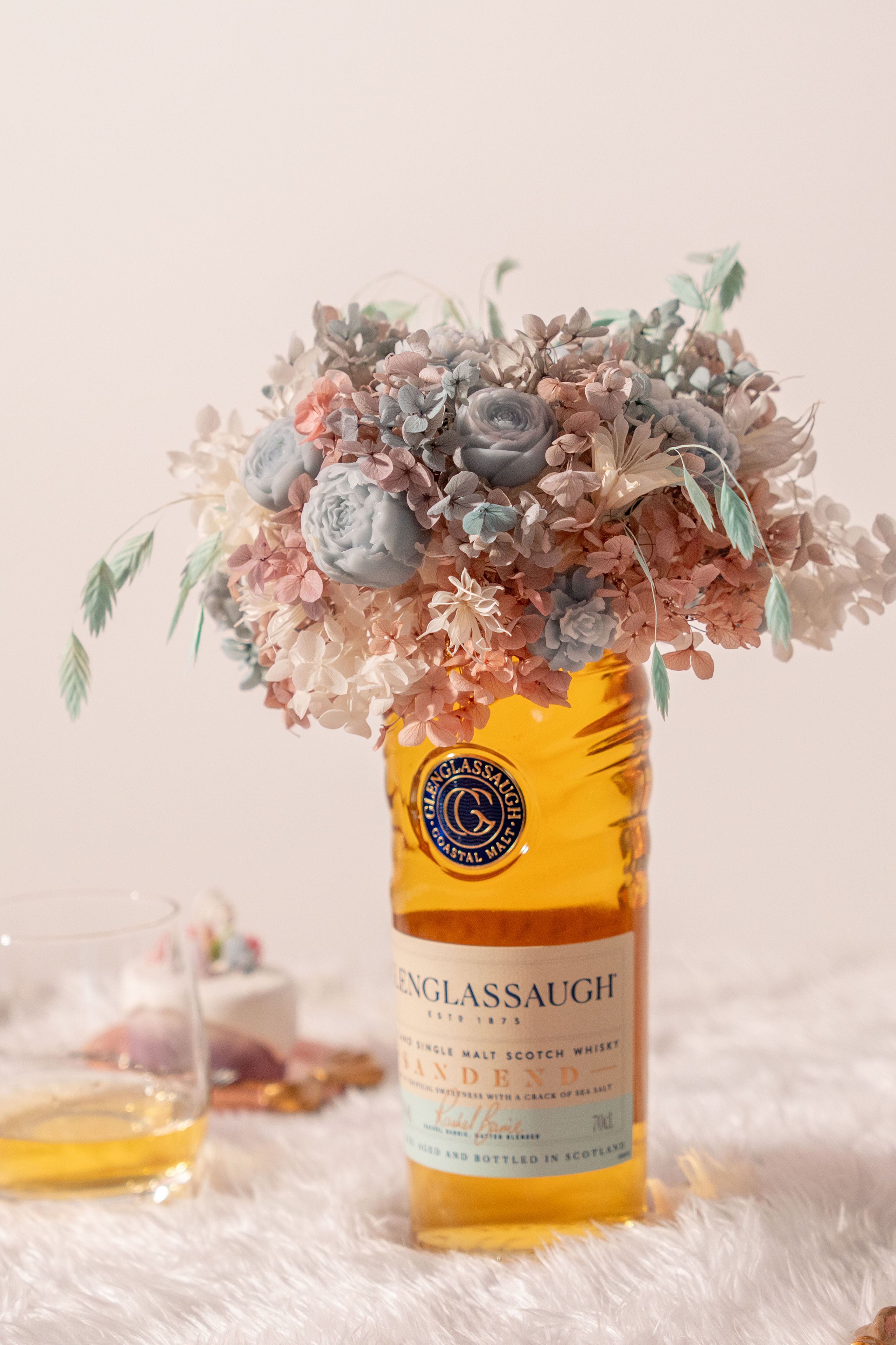 Candle Flower Bouquet & Glenglassaugh Whiskey