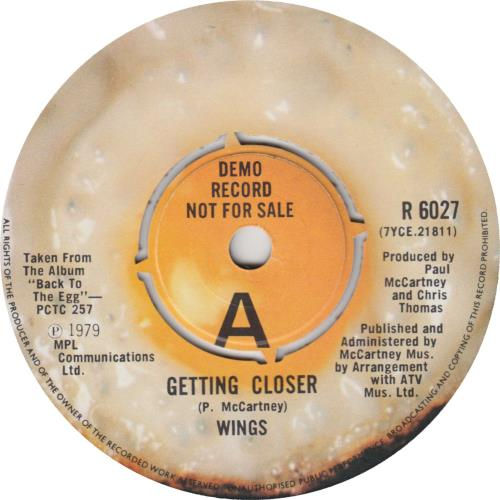 Miniatura: WINGS - GETTING CLOSER/BABY´S REQUEST (DEMO RECORD/NOT FOR SALE)