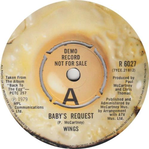 Miniatura: WINGS - GETTING CLOSER/BABY´S REQUEST (DEMO RECORD/NOT FOR SALE)