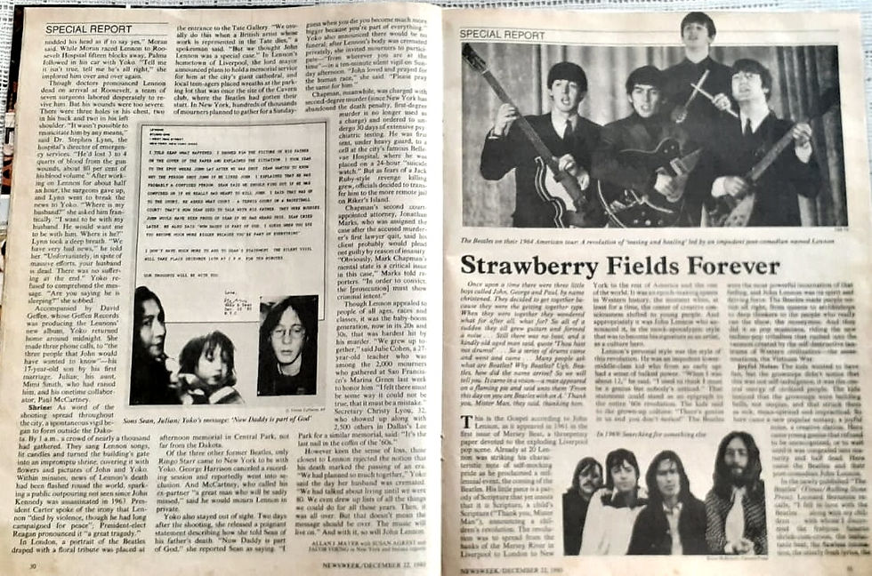 Miniatura: NEWSWEEK JOHN LENNON 1940-1980(Diciembre 1980)