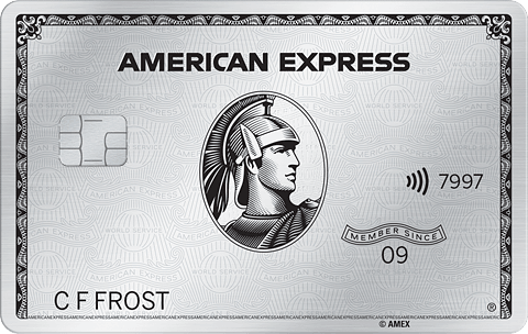 Silver American Express credit card featuring a Roman centurion, raised chip, contactless symbol, with text C F Frost and Member Since 09.