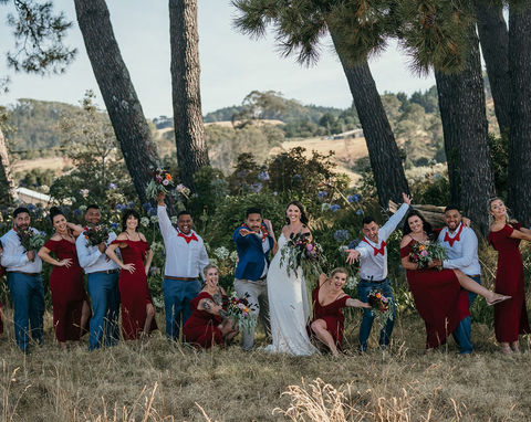 Bright wedding bouquets.