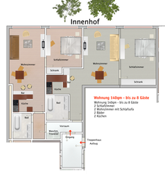 Große CityHome Ferienwohnung in München Zentrum für bis zu 8 Personen