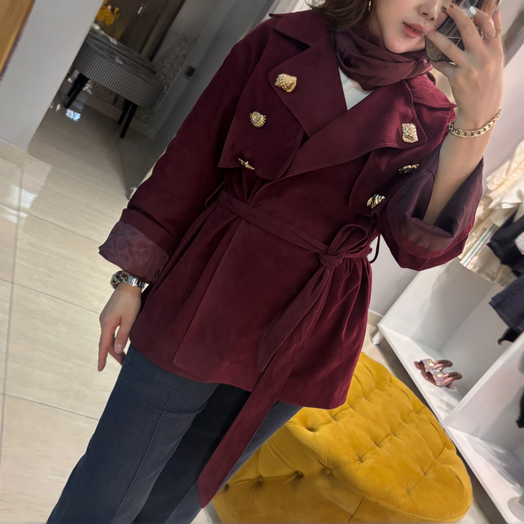 Astarlı Süet Ceket Bordo