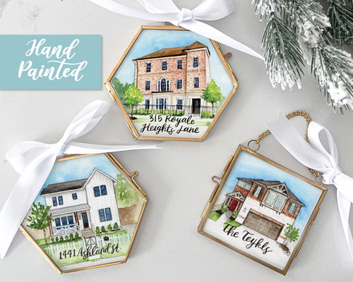 Custom House Portrait Ornament | Watercolor Manuel
