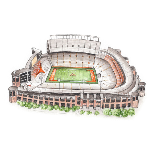 Longhorn DKR Stadium Print Watercolor Manuel