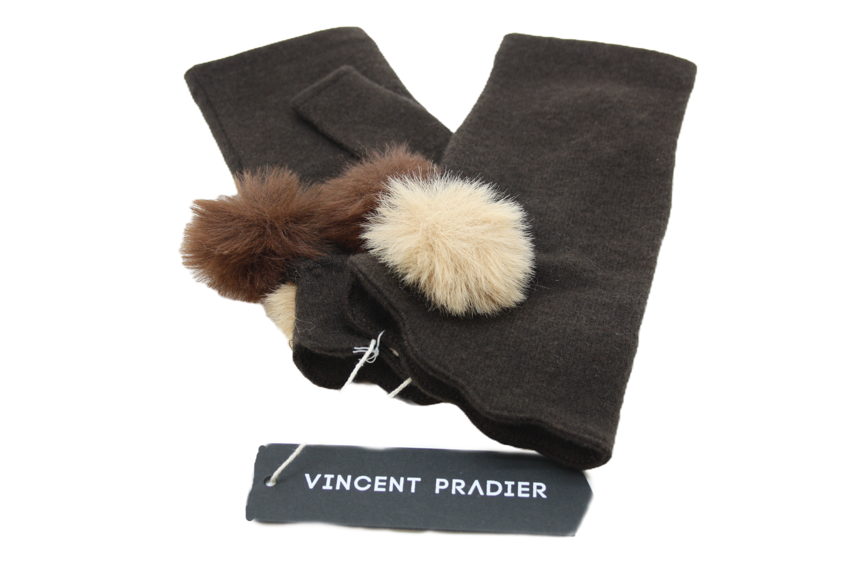 Mitaines Vincent Pradier Pompom Marron