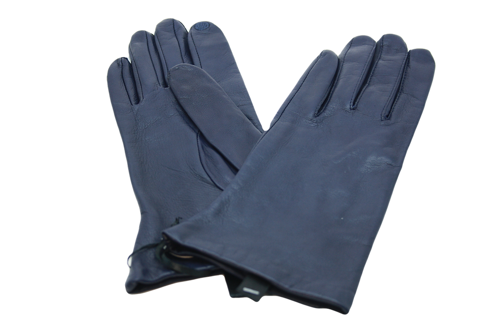 Miniature : Gants Cuir Gloves Story Doublés Soie Navy Nuit