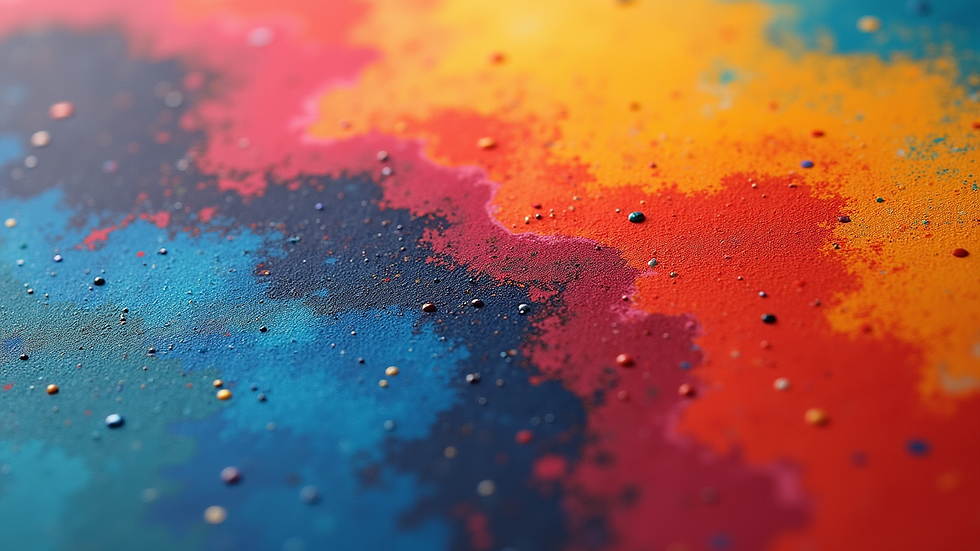 Close-up view of a vibrant abstract painting generated by AI