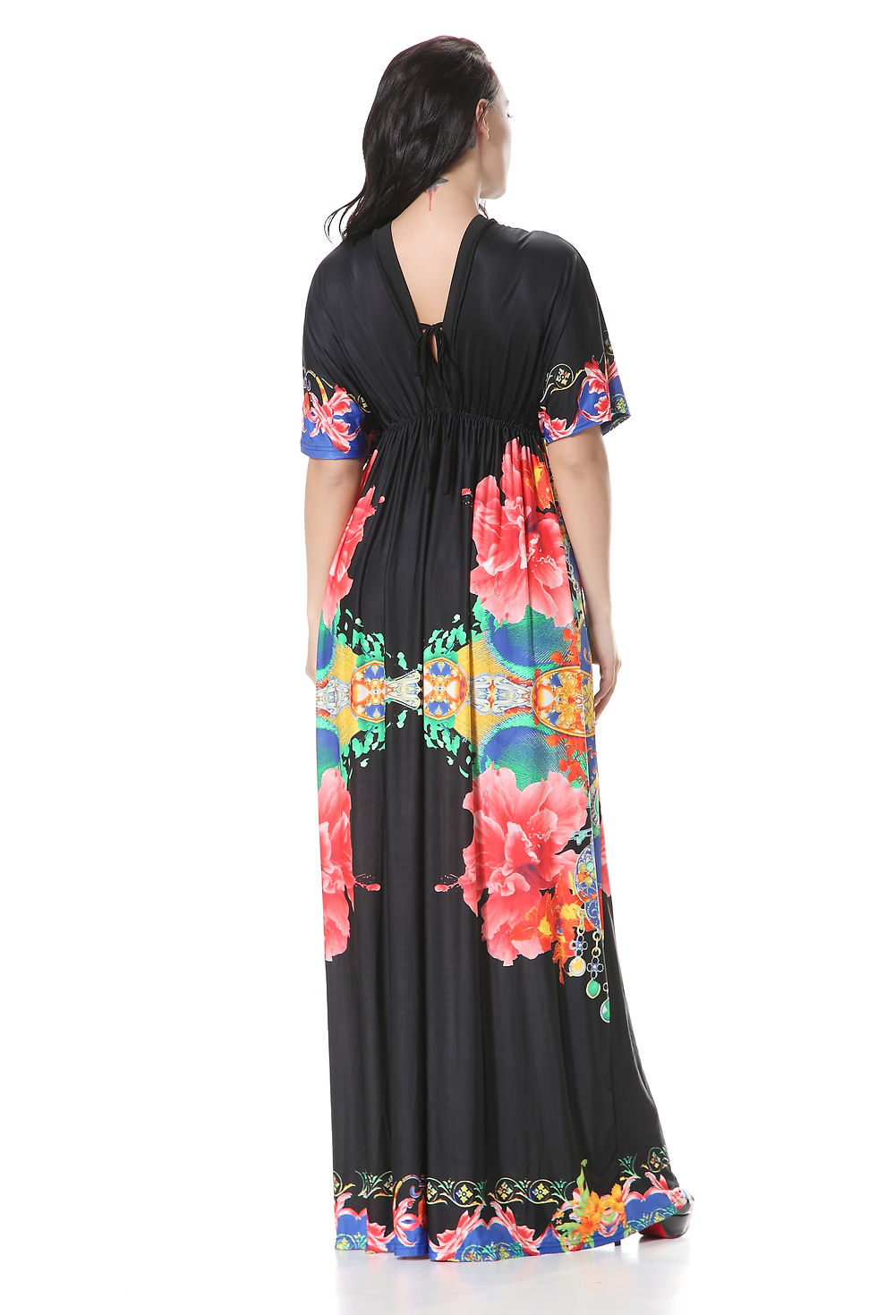 Thumbnail: Long Black Maxi Dress with Floral Design