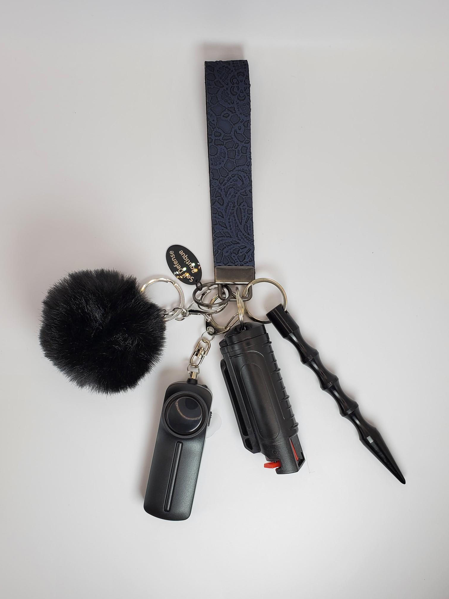 Navy Blue Embossed Lace