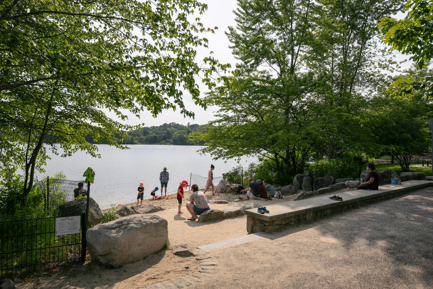 People standing near river