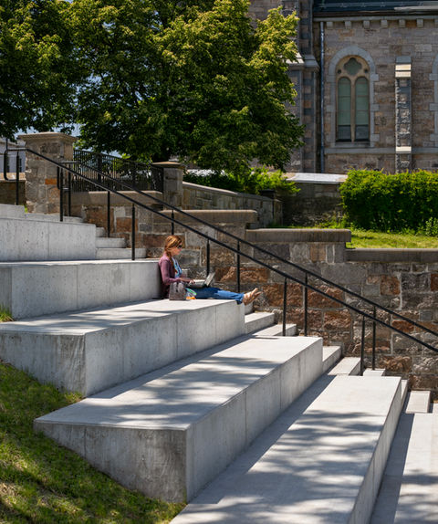 Mission Hill Stairs with person reading