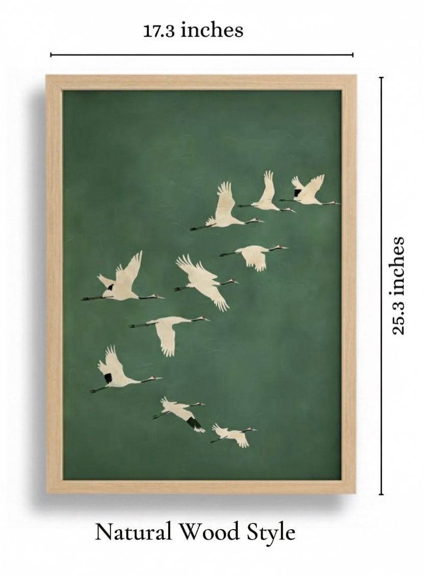 Thumbnail: Japandi Vintage Crane Canvas Print | Framed Wall Art 16x24