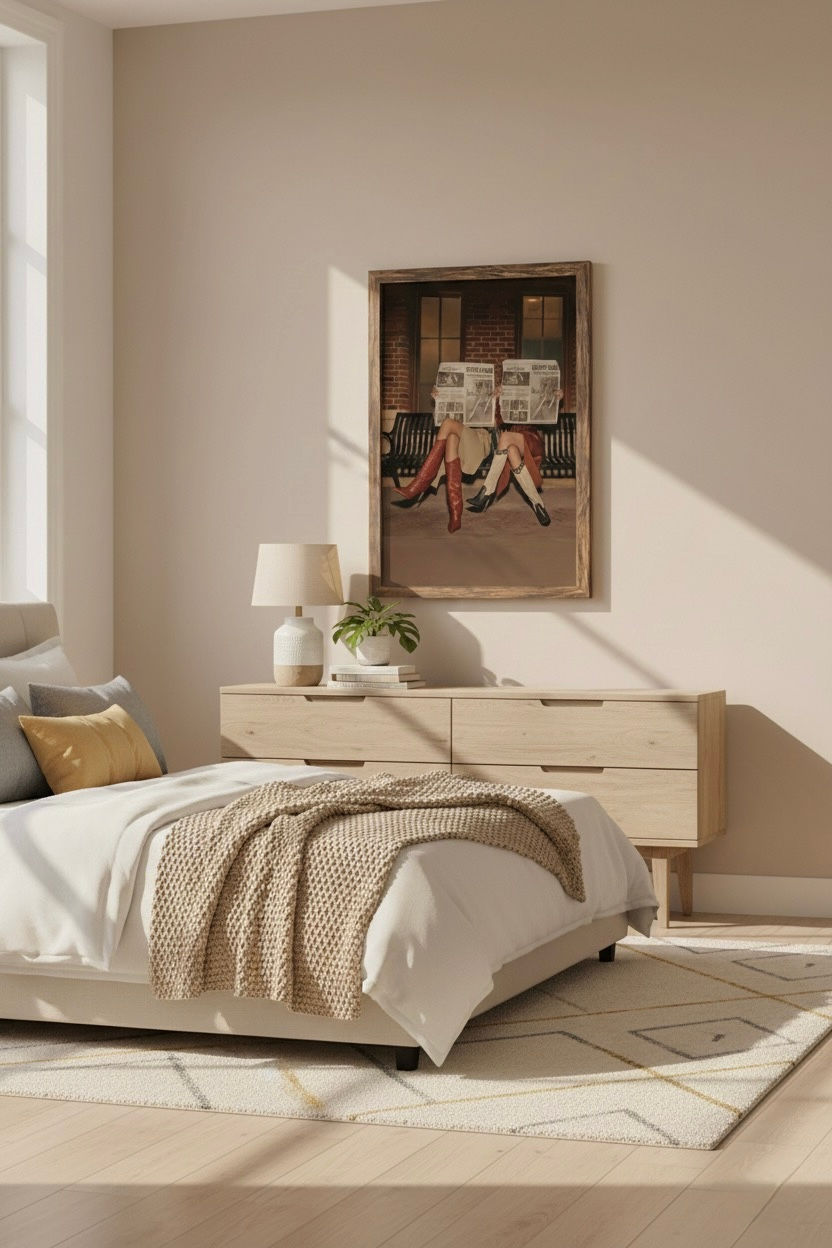 Thumbnail: Vintage Fashion Canvas | Mid-Century Modern Wall Art | Dark Walnut Frame | 16x24
