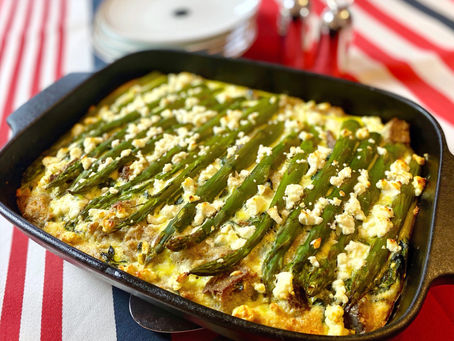 Eggy Sourdough and Asparagus Strata