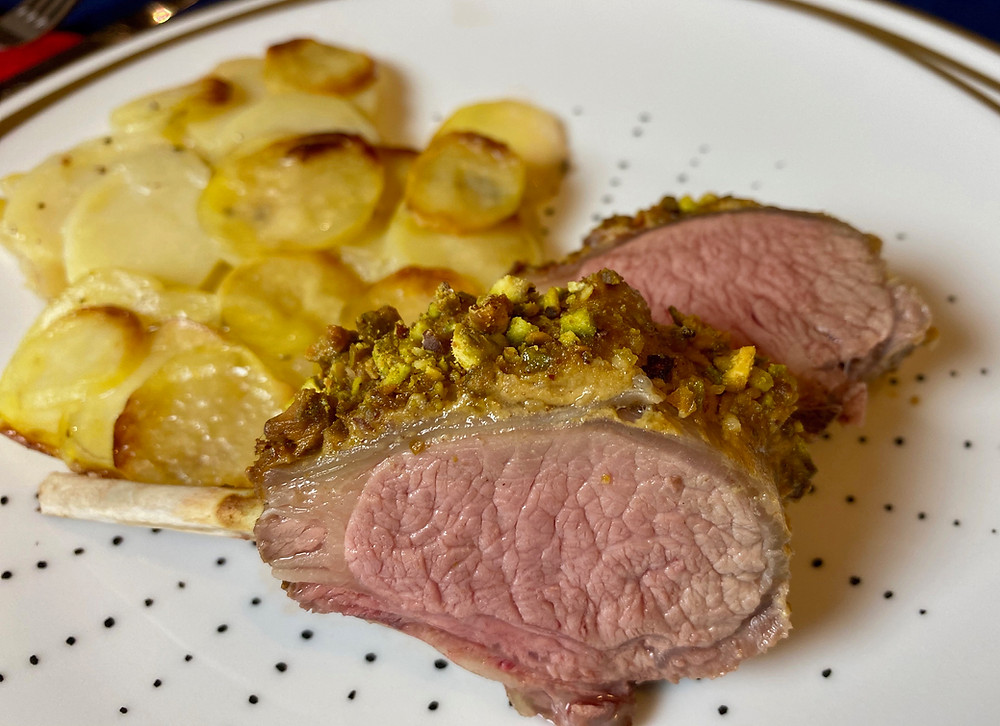 Cooking Chez Moi, rack of lamb recipes, recipes for special occasions, Frenched lamb, pistachio rack of lamb, lamb lollypops