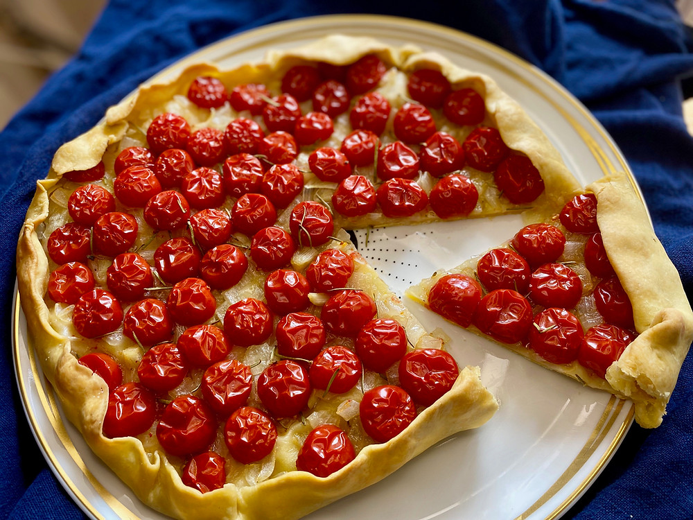 Cooking Chez Moi, cherry tomato recipes, cherry tomato tart, savory tarts, summer recipes, cherry tomato recipes, vegetarian summer meals