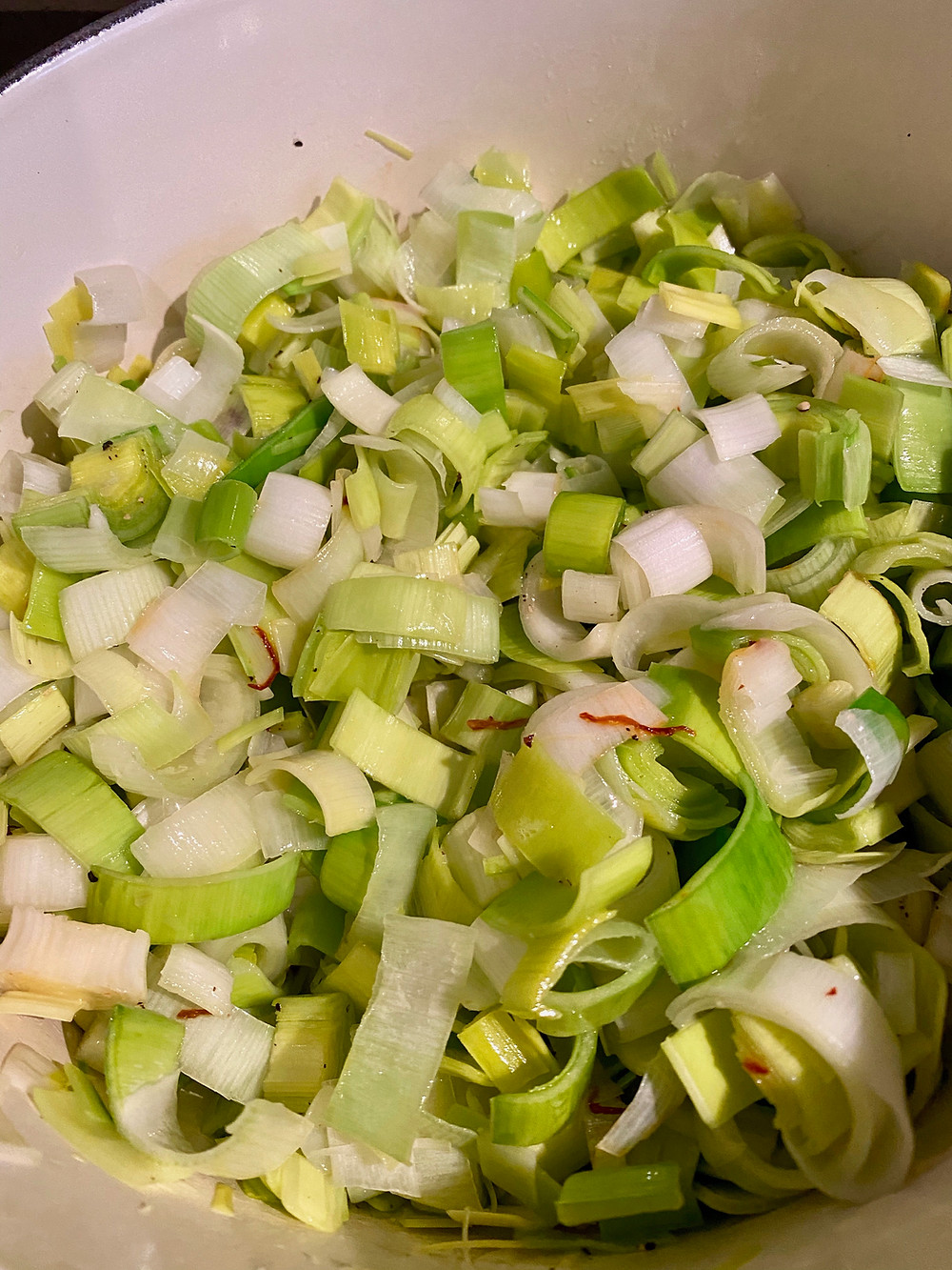 Cooking Chez Moi, French recipes, melted leeks, leek recipes, vegetable side dishes, fish sides, leeks