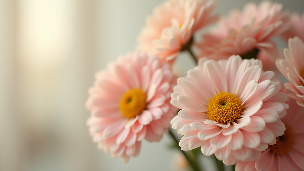 Close-up view of a vintage flower arrangement in soft pastel colors