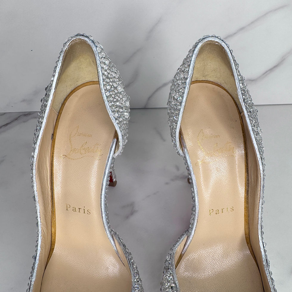 Thumbnail: Real Louboutins, Covered in Crystal — Silver Iriza, Size 6.5