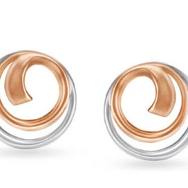 Platinum 950 two-toned stud earrings in white and rose platinum, featuring a sleek and glossy finish for a modern and sophisticated statement.