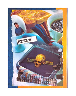 Tetiana Sulima Step2 Hand-cut collage using vintage magazine imagery on paper 8x10 $650