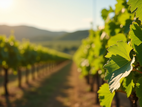 Vignoble verdoyant représentant la transmission de propriété et le patrimoine familial.