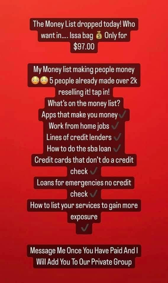 Thumbnail: Money list 