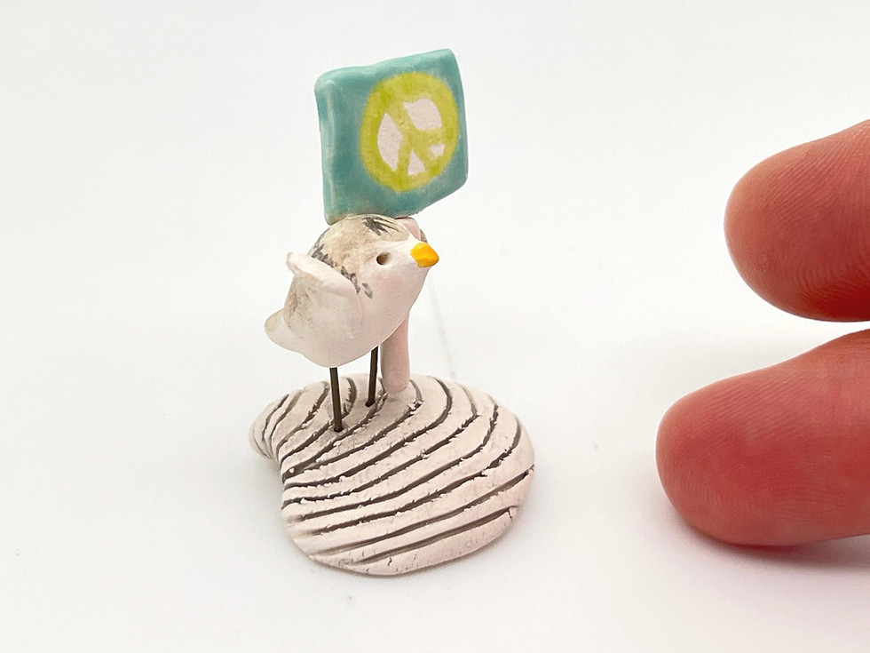 Thumbnail: Miniature Piping Plover on Clam Shell Peace Sculpture Collectible