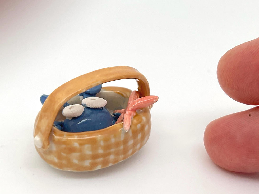 Thumbnail: Miniature Longaberger Basket with Starfish and Blue Crab Sculpture