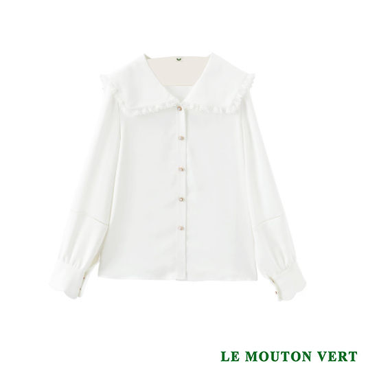 Blusa seda solapa, botones perla