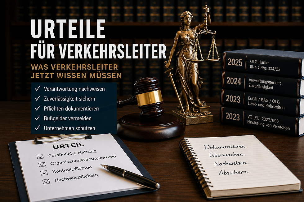 „Aktuelle Urteile für Verkehrsleiter – Diese Entscheidungen sollten Sie kennen“ (Teil II)
