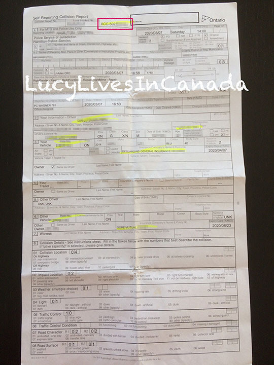 Self Reporting Collision Report