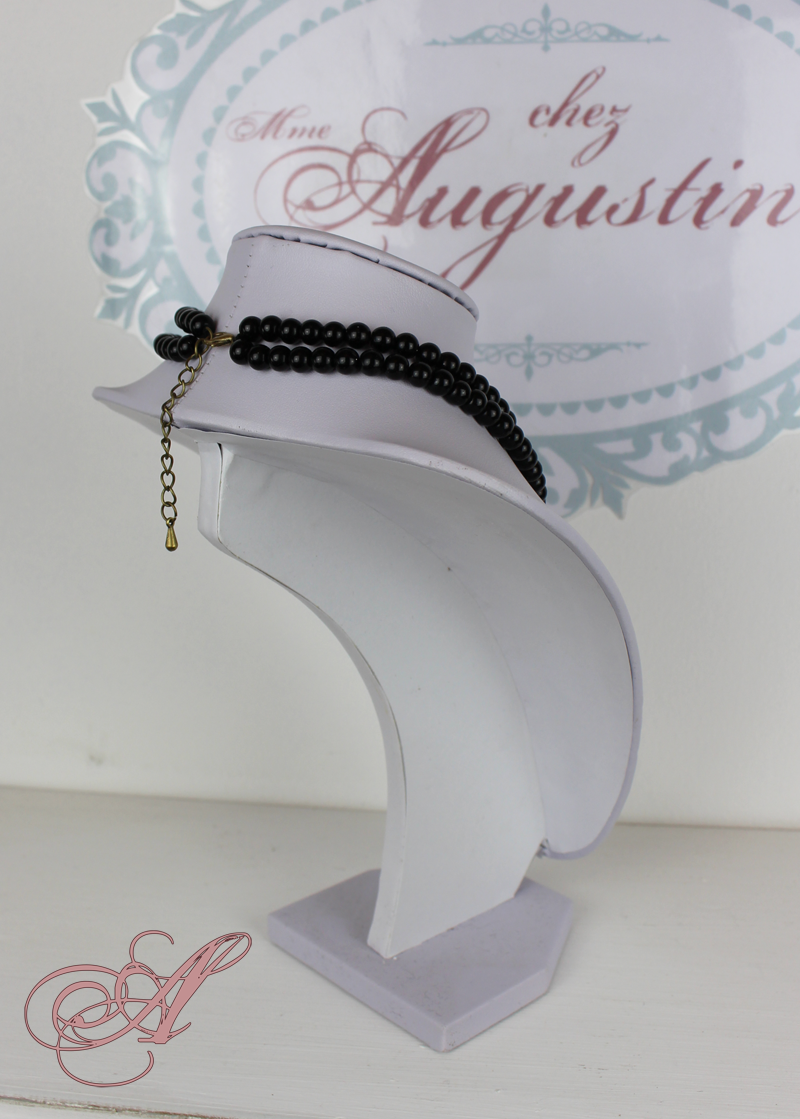 Miniature : Collier camée perles noir