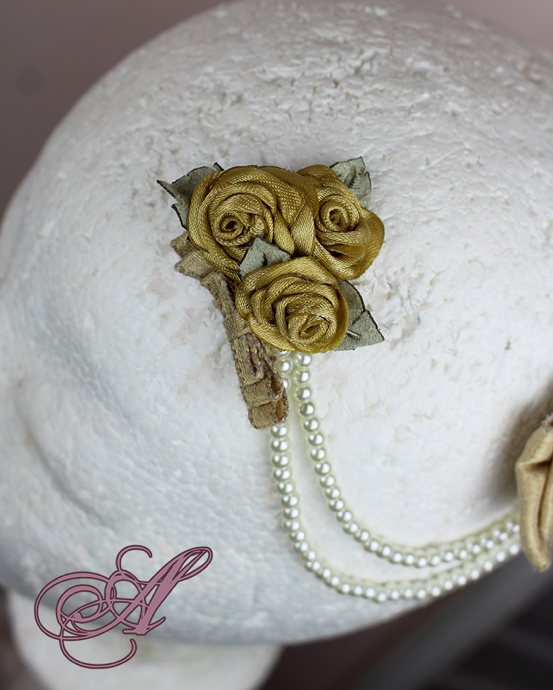 Miniature : Barette de fleurs camée à la feuille d'or