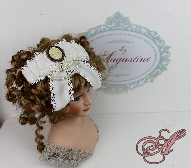 Miniature : Nœud pour cheveux dentelle et camée