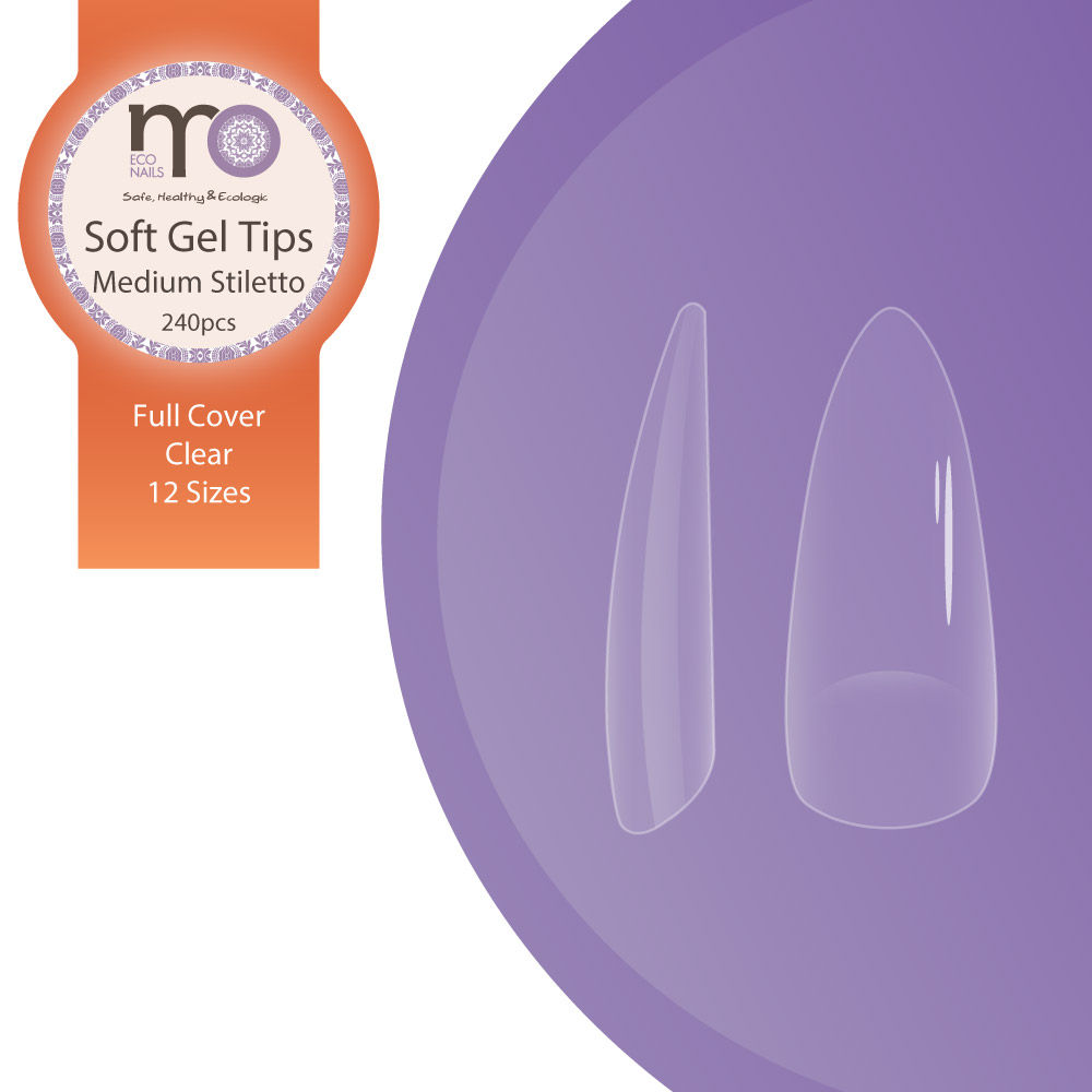 SOFT GEL full cover tips - Medium Stiletto Clear - 240pcs