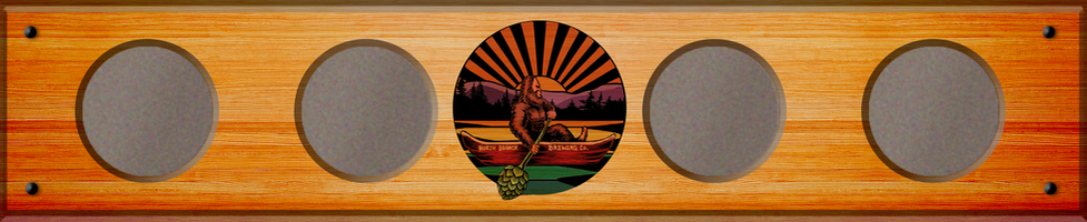 four-hole beer flights nbp round logo pine
