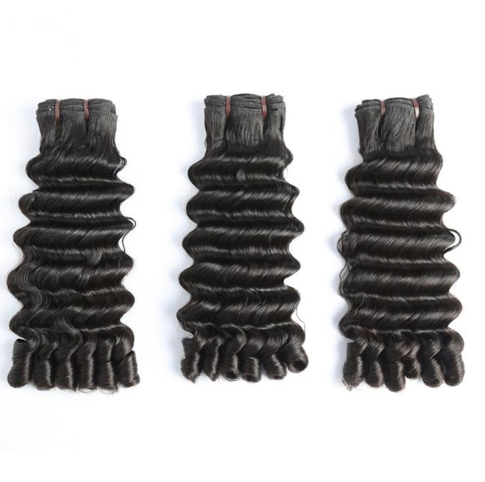 Thumbnail: Deep Wave Raw Human Hair Extensions Bundles