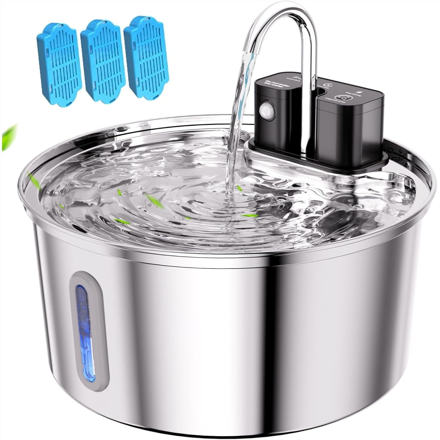 Wireless Cat Water Fountain, 108oz/3.2L Automatic Pet Fountain Cordless, Stainle