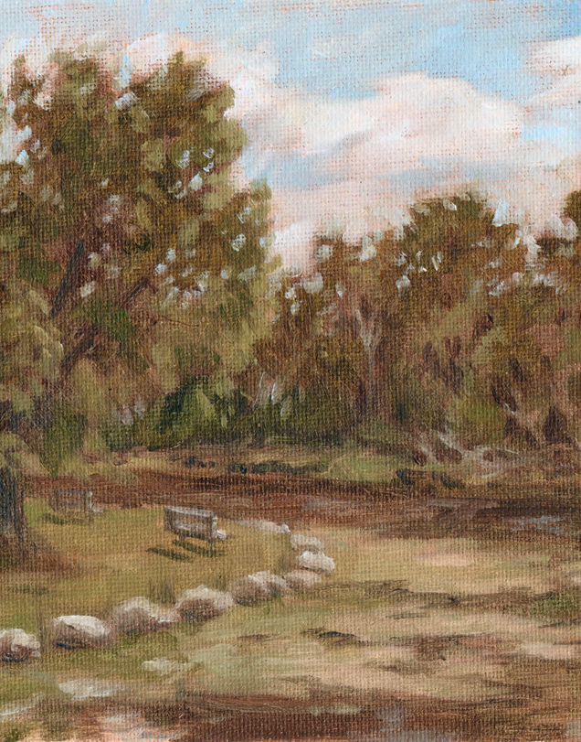 McCrea Point Morning, Jamestown NY, original landscape oil painting, Joseph Grice Art